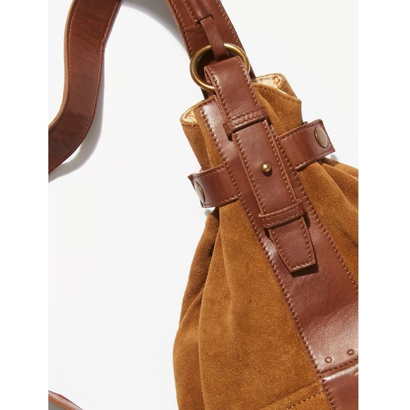 Free People We The Free Outlander Suede Leather Sling Bag, Cognac - Picture 3 of 13